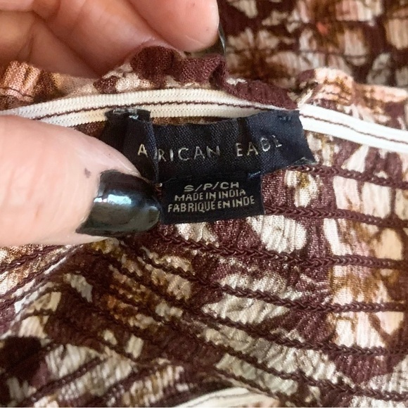 American eagle small brown pattern blouse - Picture 10 of 11